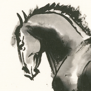 Detail from "Canter" Chinese watercolor painting.